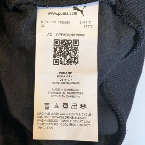 PUMA Kids Unisex Black Fleece Hoodie w/ Silver Logo Size XXS (3–4) - Picture 5 of 5